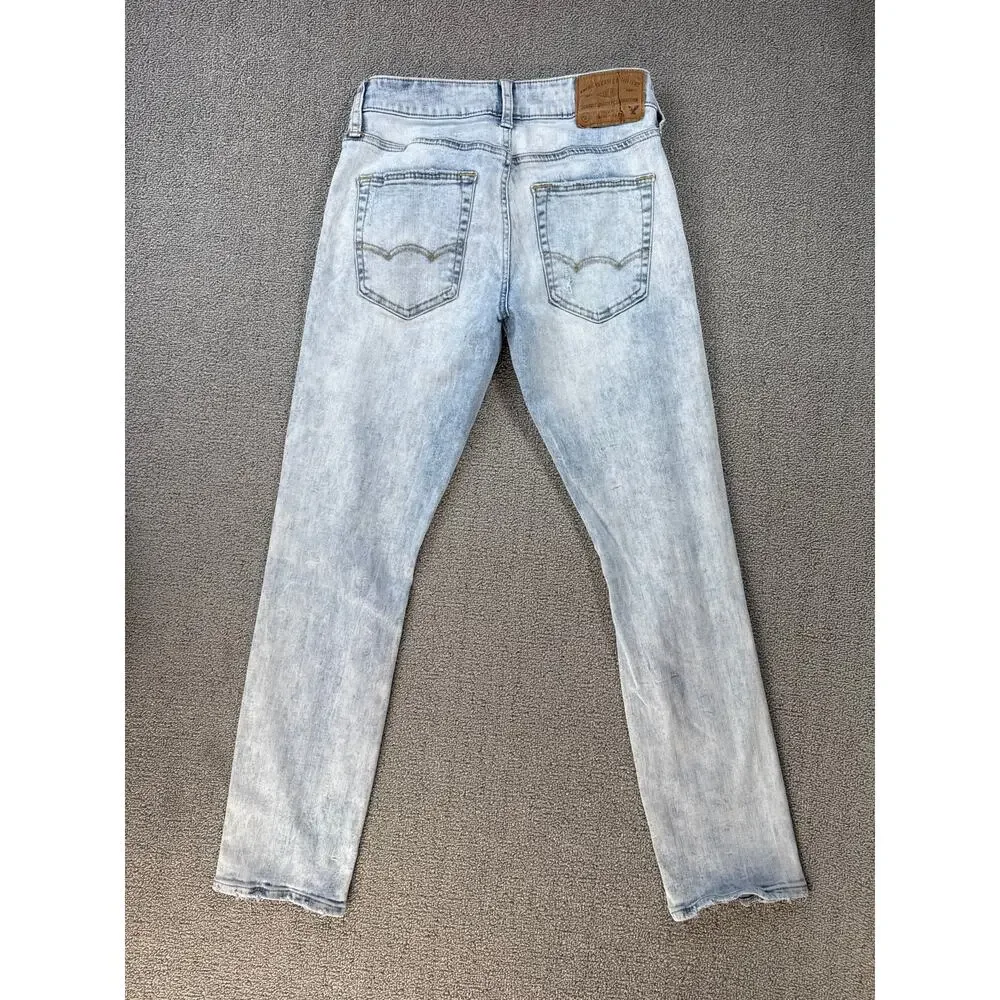 American Eagle Jeans Extreme Flex Slim Denim Light Wash Distressed Size‎ 26 x 28
